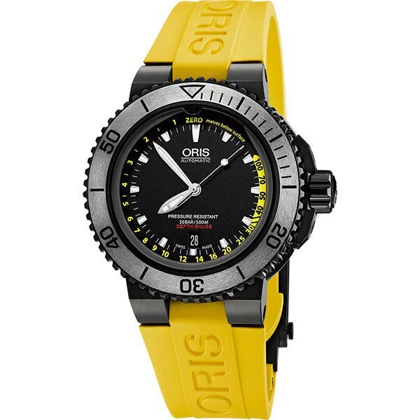 Oris Aquis12點鐘開孔深度測量儀潛水錶黃色