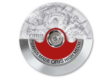 代表Oris手錶的紅色自動盤 (Red Rotor)，象徵著高精密機械錶技術