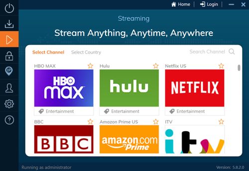 Ivacy VPN連接影音平台介面，圖片上方寫有Streaming、Stream Anything, Anytime, Anywhere，而圖片的中間下方為各大影音平台像是HBO Max、Hulu、Netflix的Logo