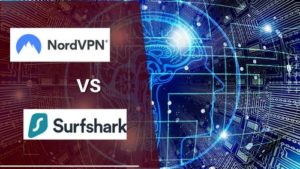 NordVPN VS Surfshark VPN，左上為NordVPN，左下是Surfshark
